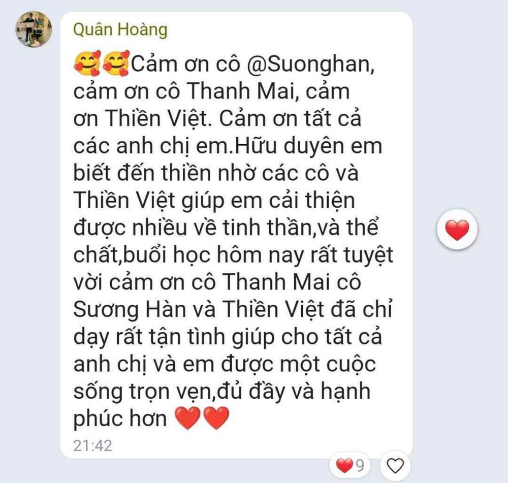Cảm nhận học viên Thiền Việt – Quân Hoàng